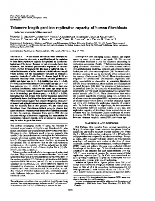 Telomere length predicts replicative capacity of human fibroblasts